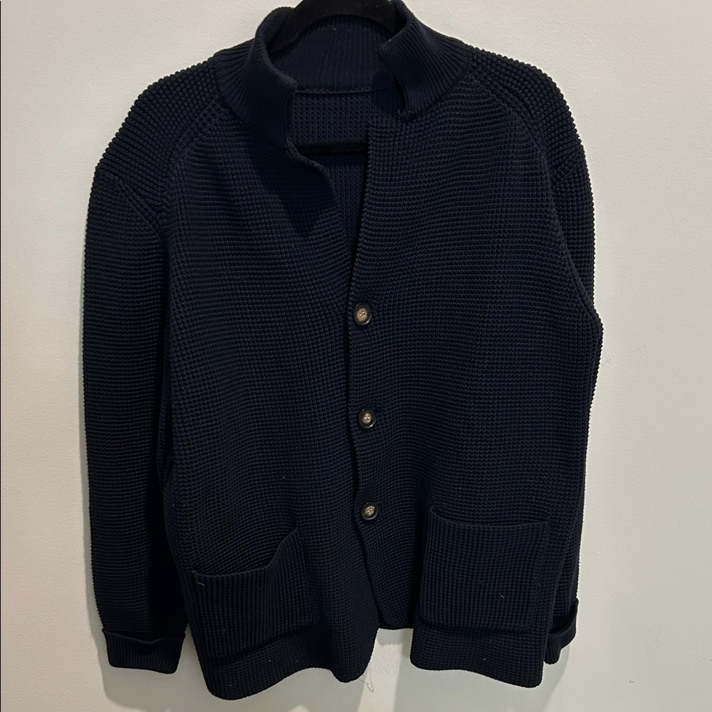 Men's Dark Navy Knit Button Cardigan